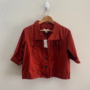 NWT Christopher & Banks Cropped Jacket Short Sleeve Button Up Small Casual Fall